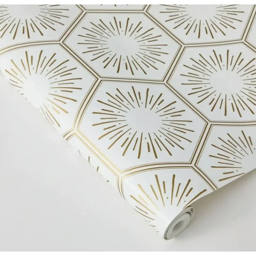 Tempaper Hello Sunshine Metallic Gold White Geometric Peel & Stick Wallpaper